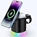 The Wlue 3'ü 1 Arada MagSafe Uyumlu RGB Kablosuz Şarj Standı, 15W, iPhone Android Telefon, Apple Watch ve Kulaklık için Şarj İstasyonu