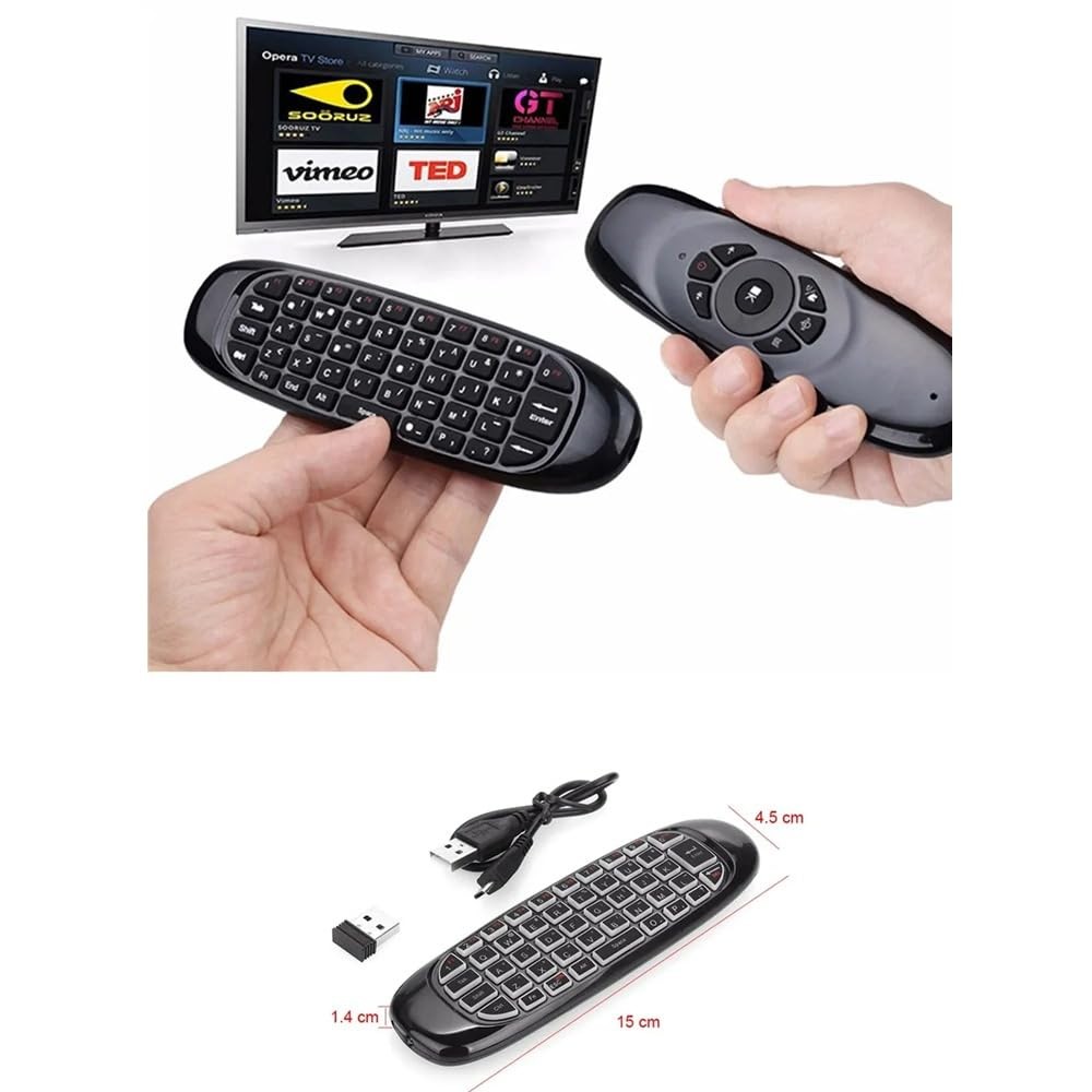 The Wlue 2.4 GHz Kablosuz Hava Faresi, Sesli Klavyeli Uzaktan Kumanda, Jiroskoplu, Akıllı TV ve Android Box Uyumlu