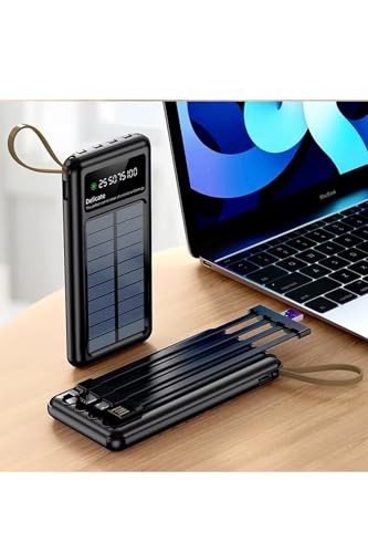The Wlue Solar Powerbank, 10000 mAh Kapasiteli, LED Işıklı, Dijital Ekranlı