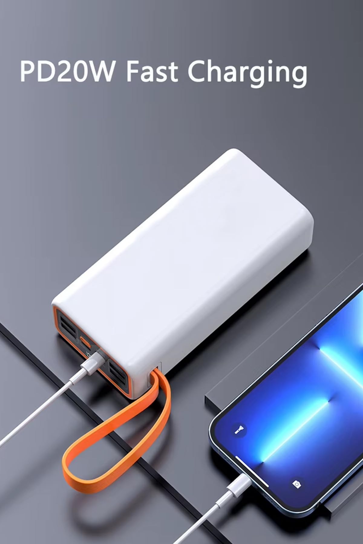 The Wlue 30000 Mah Hızlı Şarj Powerbank/PD 22.5W / Dijital Göstergeli/Fenerli/Kamp Powerbank