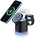 The Wlue 3'ü 1 Arada MagSafe Uyumlu RGB Kablosuz Şarj Standı, 15W, iPhone Android Telefon, Apple Watch ve Kulaklık için Şarj İstasyonu