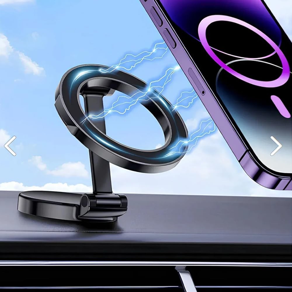The Wlue Araç içi Torpido Üstü Mıknatıslı Telefon Tutucu, Magsafe Uyumlu, Katlanabilir, Güçlü Manyetik, 360 Dönebilen