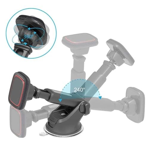 The Wlue Araç İçi Telefon Tutucu, Vantuzlu ve Mıknatıslı, 360° Dönebilen, Uzayabilen Tasarım