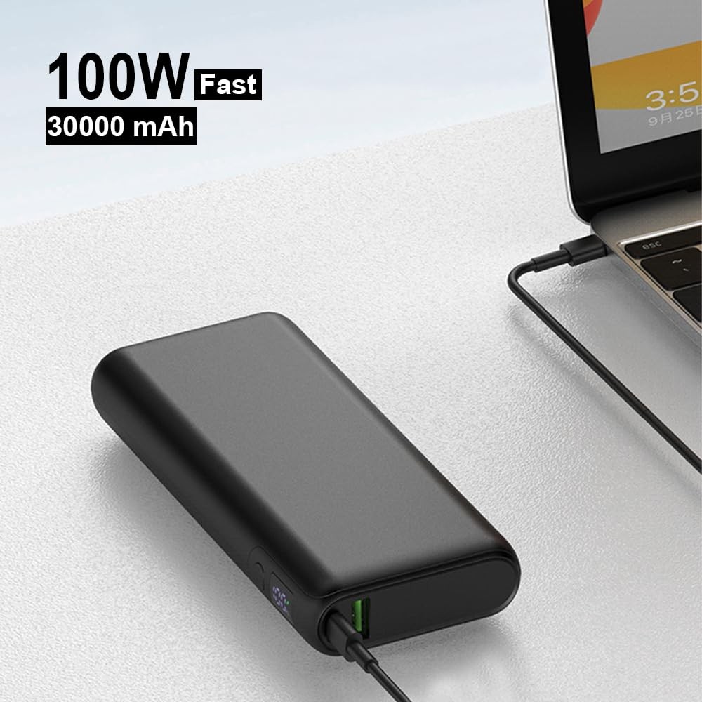 The Wlue 30000 mAh 100W PD Hızlı Şarj Powerbank / 2 Adet Type-C Port / 1 Adet USB Port