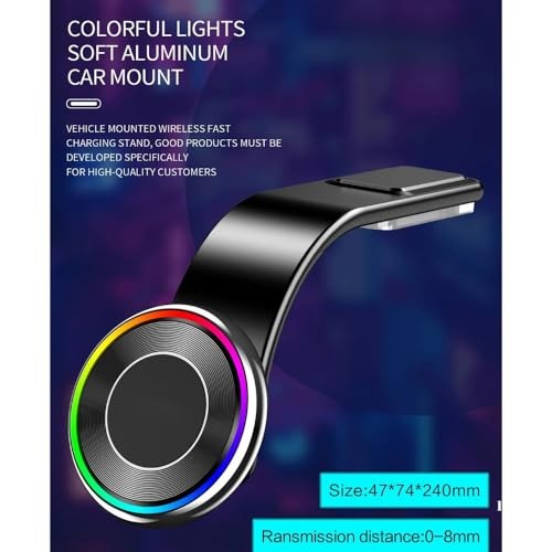 The Wlue 15W Manyetik Araç içi Telefon Tutucu, RGB Işıklı, Kablosuz Şarj, MagSafe Uyumlu, Torpido Üstü