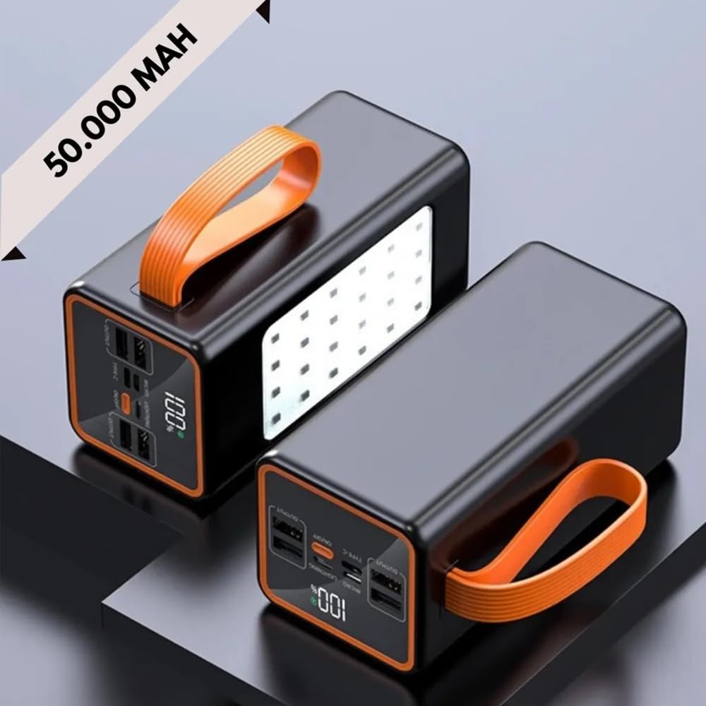 The Wlue 50000 mAh Taşınabilir Şarj Cihazı, LED Aydınlatmalı, PD 22.5W Hızlı Şarj, Dijital Göstergeli, Kamp Powerbank