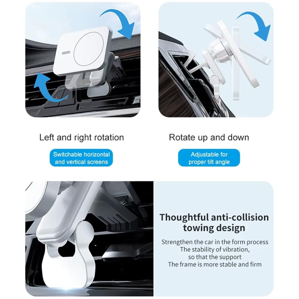 15W MagSafe Uyumlu Kablosuz Araç içi Havalandırma Telefon Tutucu, 15W Hızlı Şarj