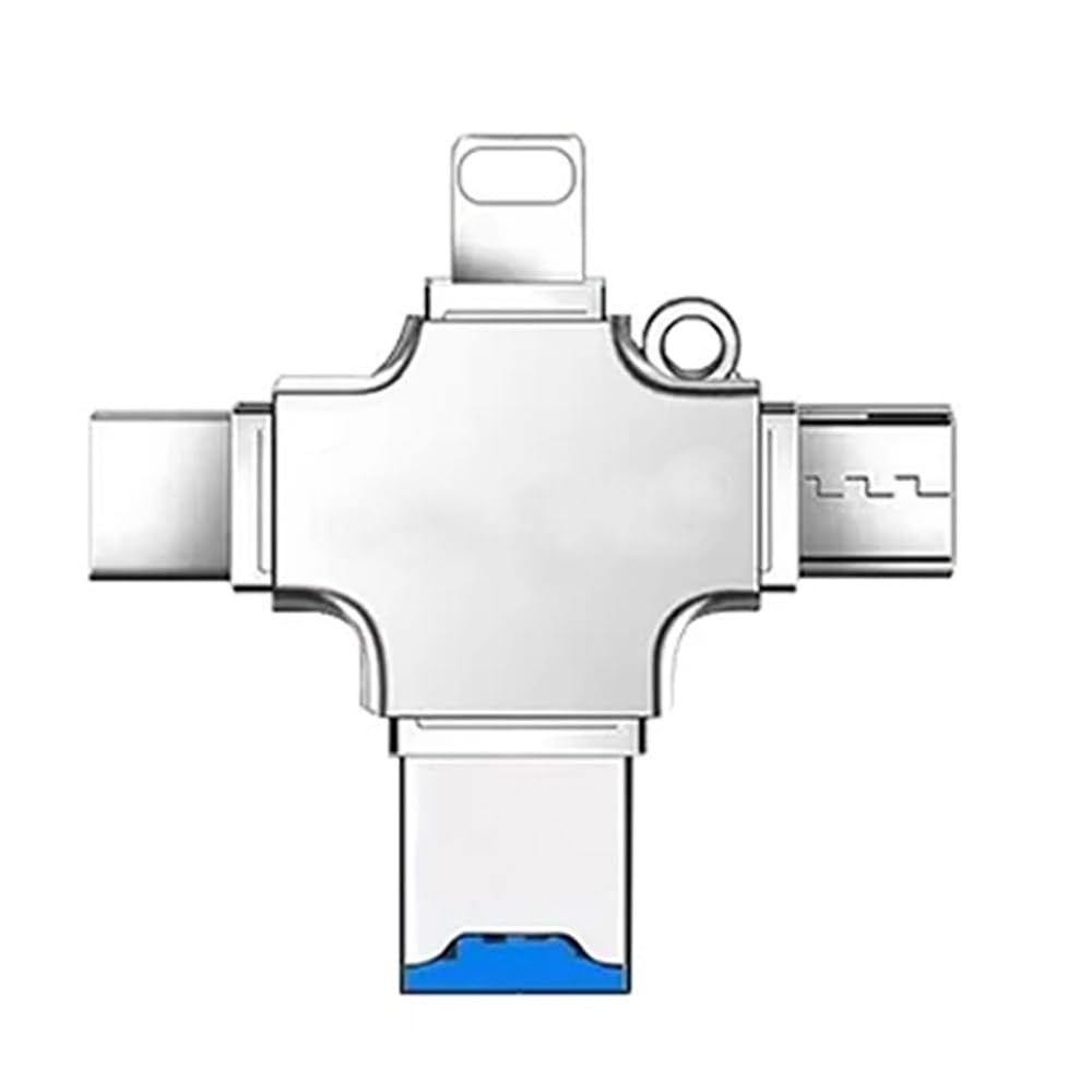The Wlue 4'ü 1 Arada Kart Okuyucu Adaptör, USB 3.0, Micro USB, Type-C, Lightning ve TF Kart Desteği
