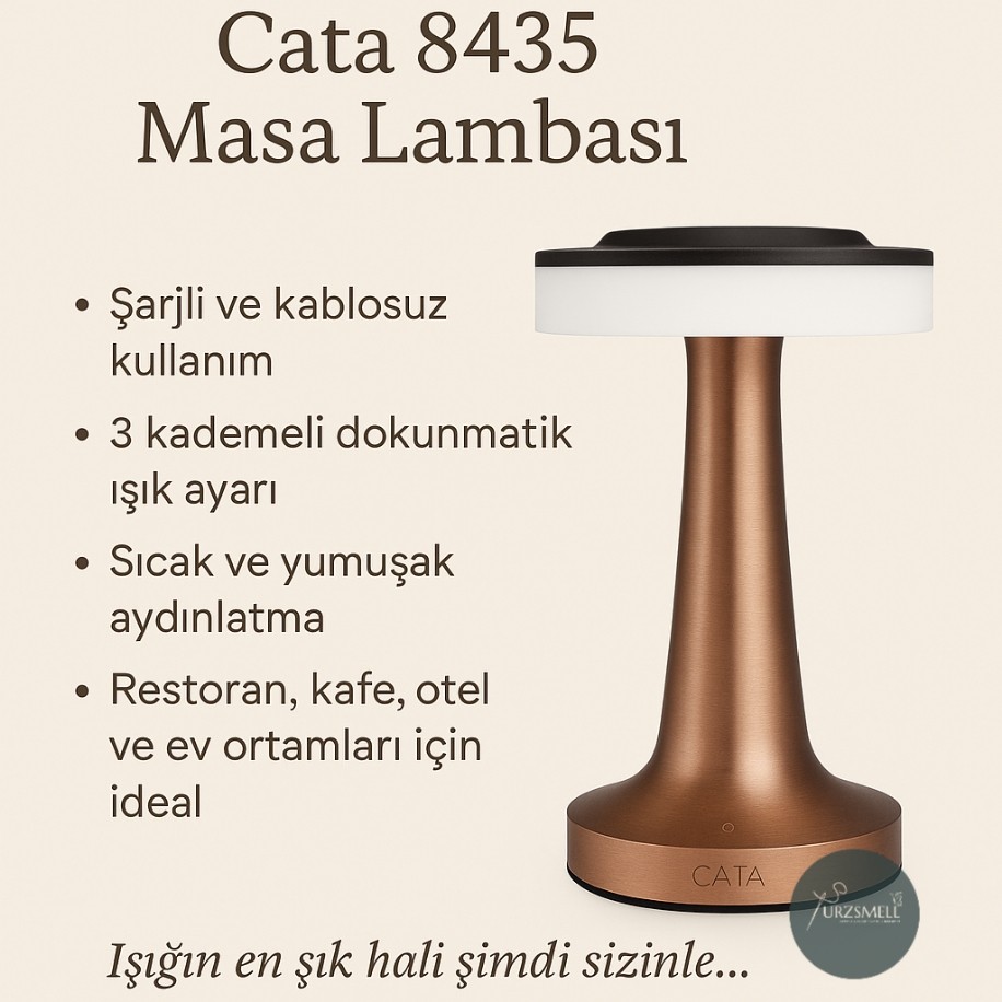 Cata-8435 Oslo Şarjlı Dim Edilebilir Masa Lambası BAKIR