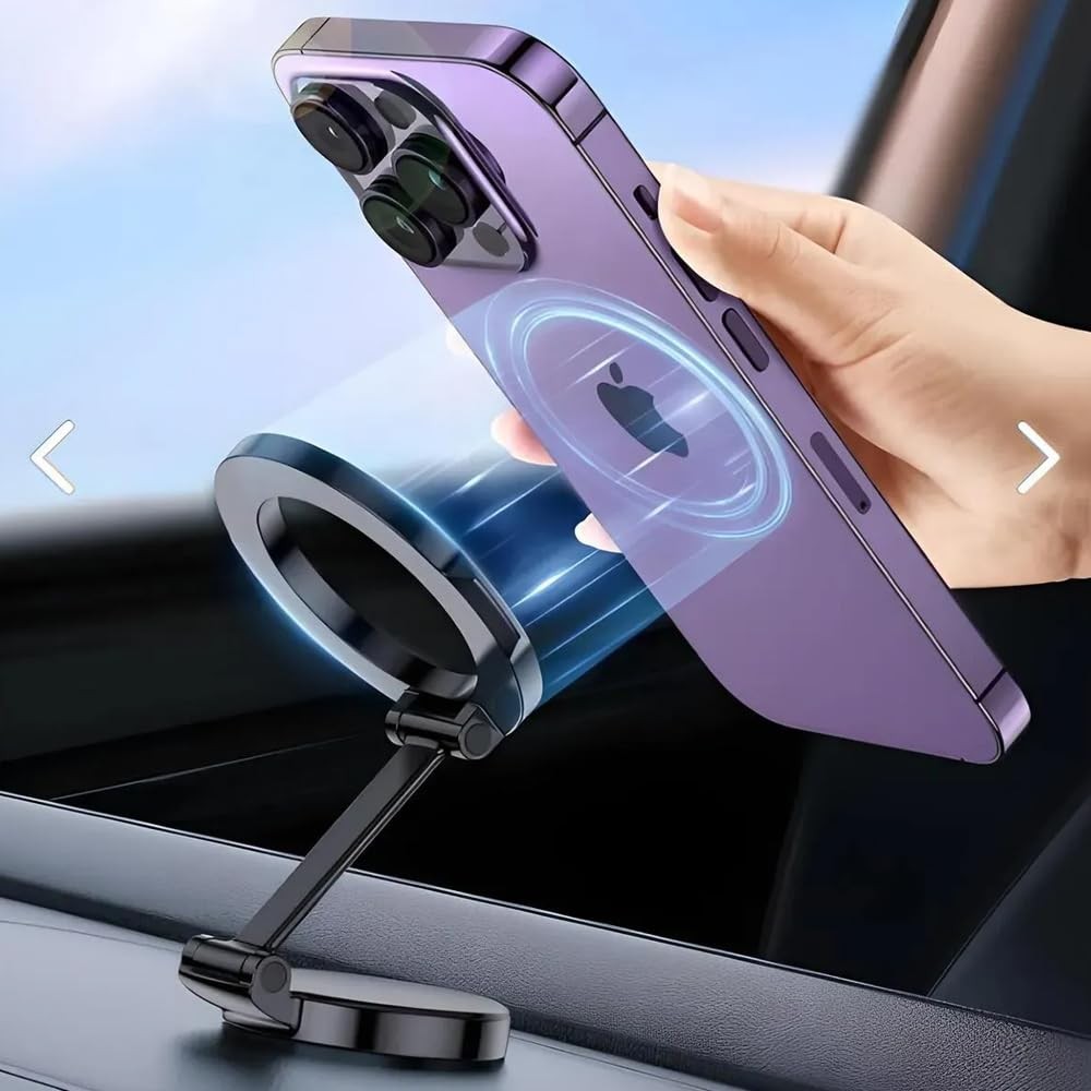 The Wlue Araç içi Torpido Üstü Mıknatıslı Telefon Tutucu, Magsafe Uyumlu, Katlanabilir, Güçlü Manyetik, 360 Dönebilen