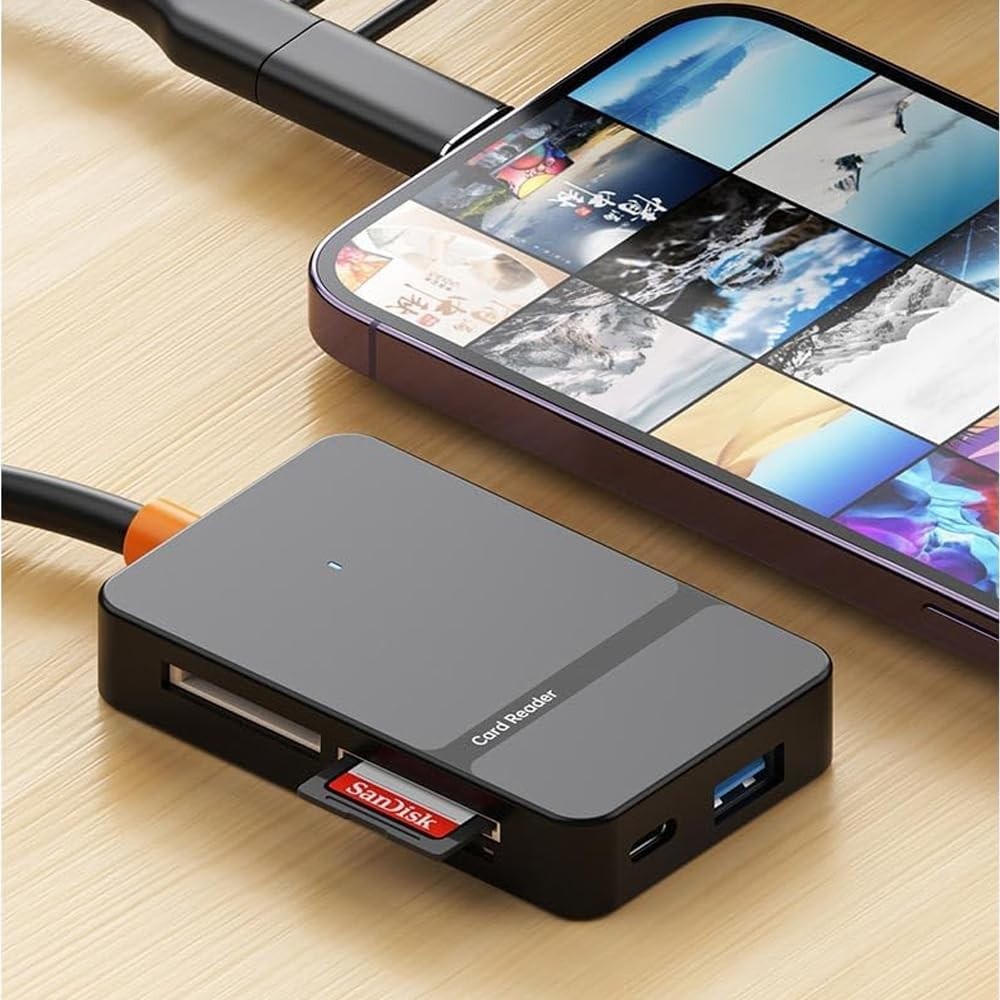 The Wlue 8in1 Multi Girişli Çevirici Adaptör Lightning/Type-C To USB A/SD/TF/MS/Macbook Uyumlu