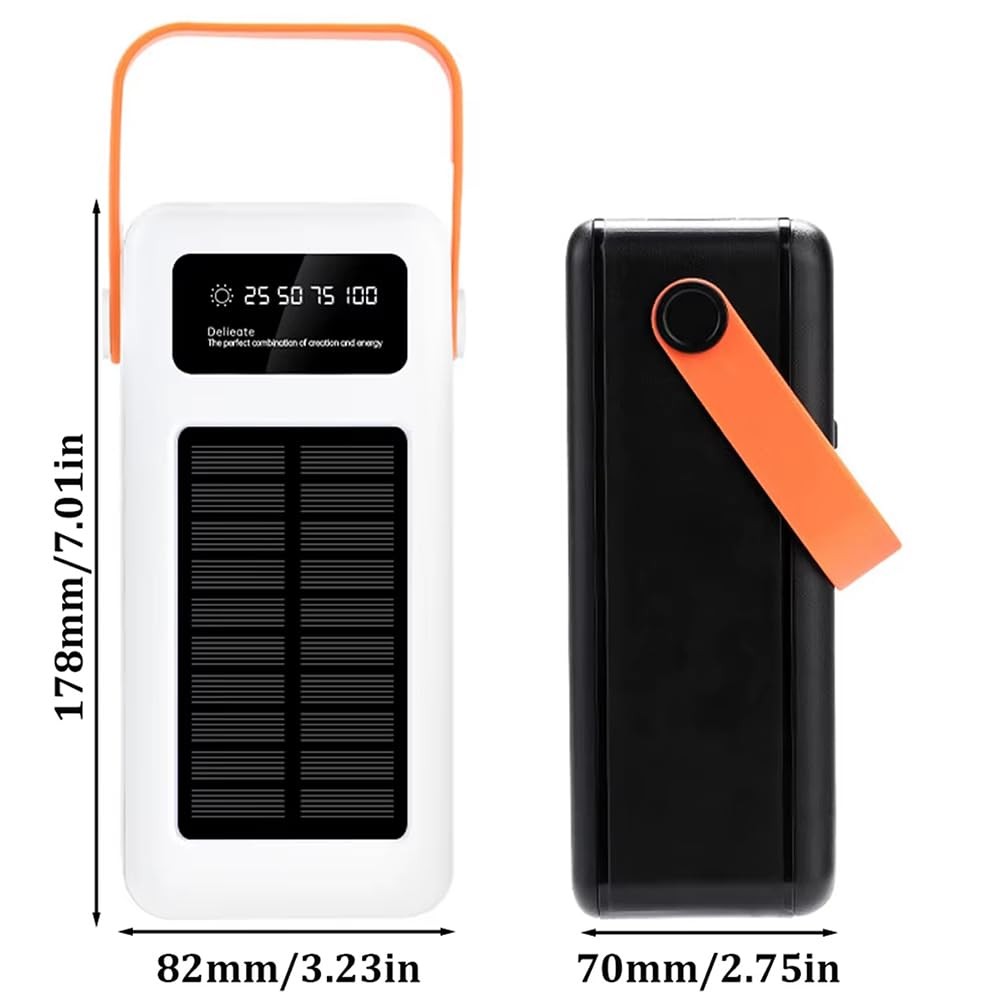 The Wlue Solar Powerbank, 50000 mAh, LCD Ekranlı, Işıklı, Hızlı Şarj, Kamp için
