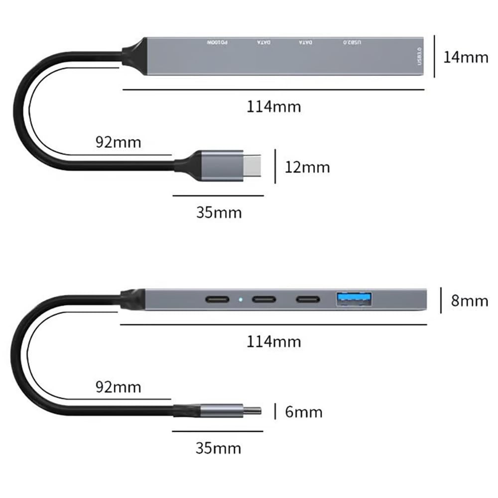 The Wlue PD 100W 5in1 Type-C to USB Çoklayıcı Çevirici Hub 5 Port / 2xUSB / 3xType-C