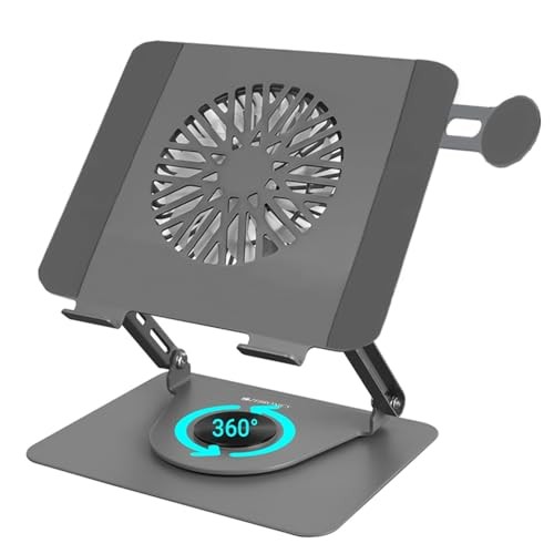 The Wlue Alüminyum Laptop ve Tablet Standı, Manyetik Fanlı, Magsafe Uyumlu Telefon Tutuculu, 10-17.3 inç, Soğutucu