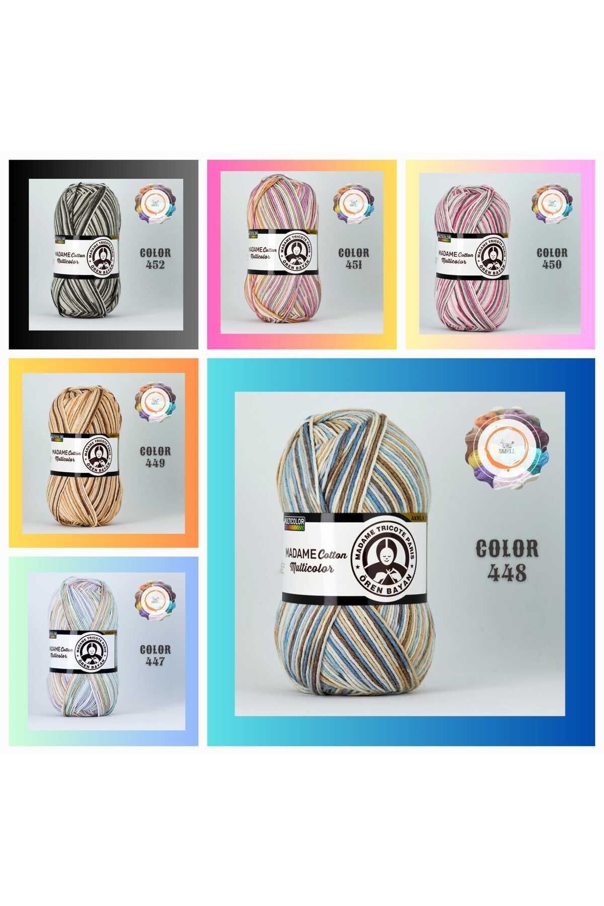 Madame Cotton Multicolor Pamuklu El Örgü Ipi 100 Gr.