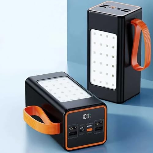 The Wlue 50000 mAh Taşınabilir Şarj Cihazı, LED Aydınlatmalı, PD 22.5W Hızlı Şarj, Dijital Göstergeli, Kamp Powerbank