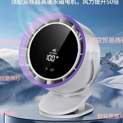 The Wlue Dijital Sessiz Masaüstü Vantilatör / 1800 RPM Klipsli fan Soğutucu/Şarjlı 3600 mAh / 4 Kademeli
