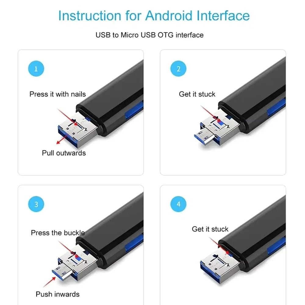 The Wlue 5'i 1 Arada Kart Okuyucu, USB 2.0, Type-C, Micro USB, Micro SD/TF Kart Adaptörü