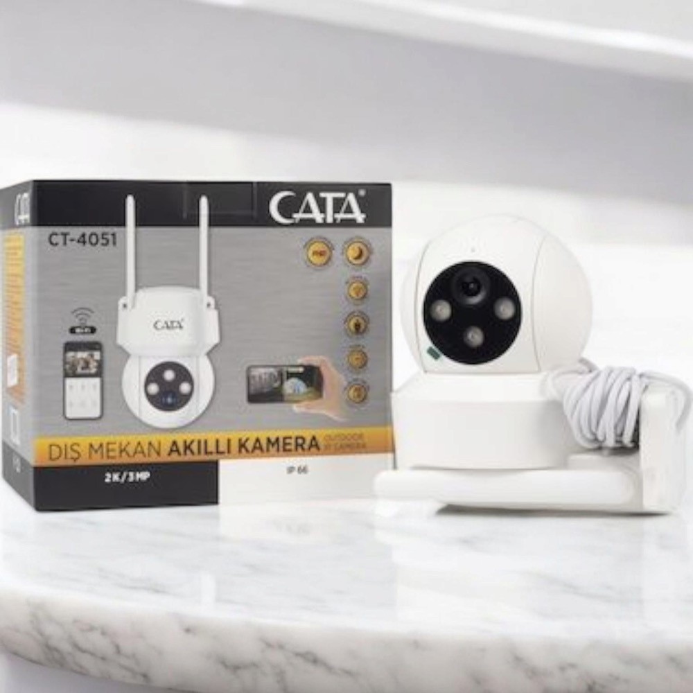 Cata-4051 AKILLI KAMERA DIŞ MEKAN IP66 1080P GECE GÖRÜŞLÜ SİRENLİ