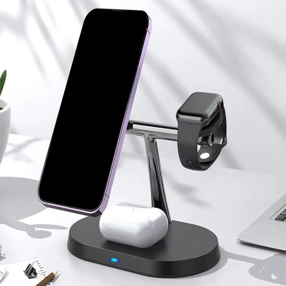 The Wlue 3'ü 1 Arada MagSafe Uyumlu 15W Kablosuz Şarj Standı, iPhone, Android Telefon, Apple Watch ve Kulaklık Uyumlu