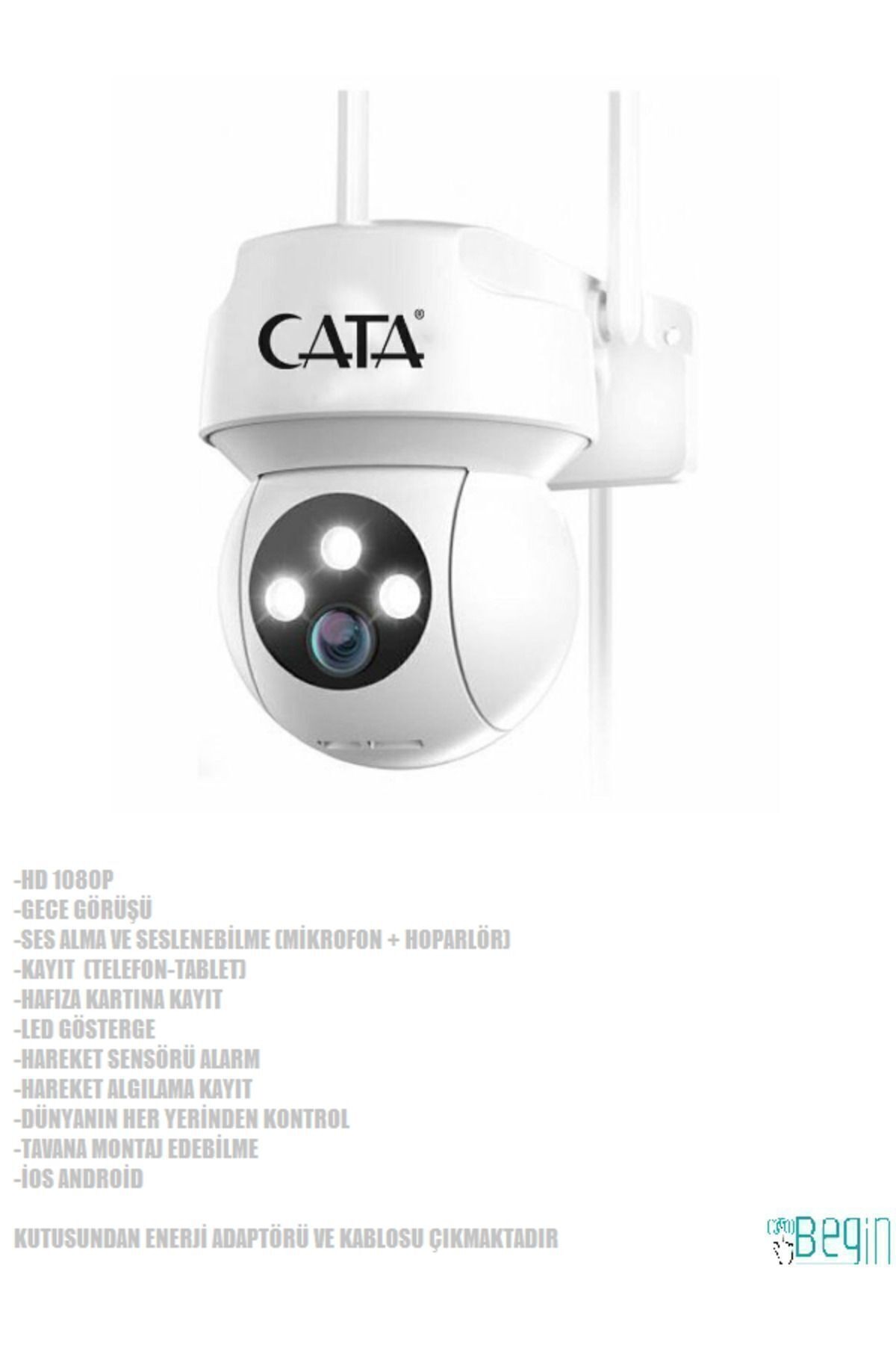 AKILLI KAMERA DIŞ MEKAN CT-4051 IP66 1080P GECE GÖRÜŞLÜ SİRENLİ
