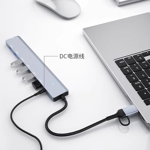 The Wlue 7in1 Type-C to USB Çoklayıcı 7 Port USB3.0 HUB Power Güç Destekli 5Gbps High Speed