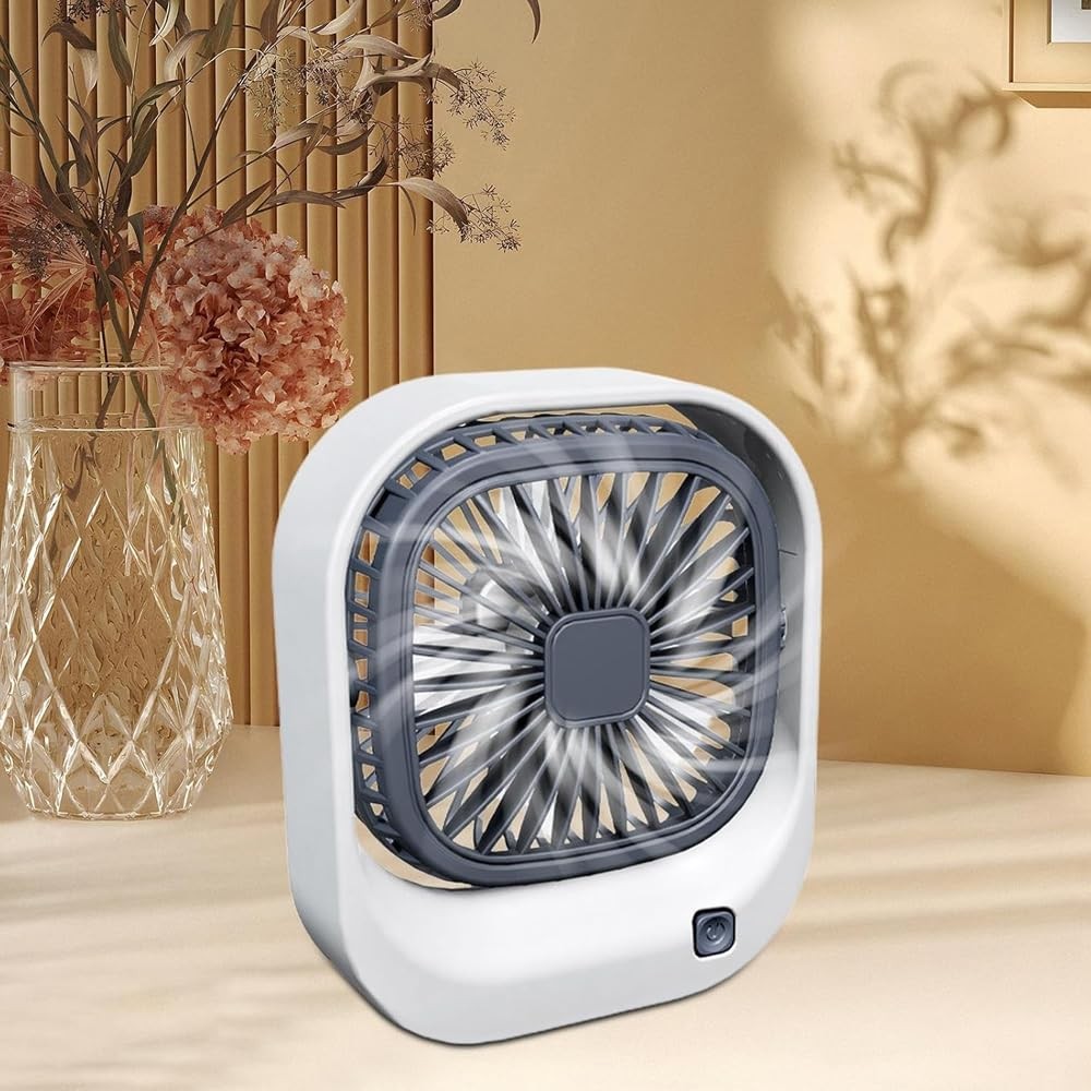 The Wlue Şarjlı Masaüstü Vantilatör / 3 Kademe Hız Ayarlı Mini Fan/Araç İçi Fan