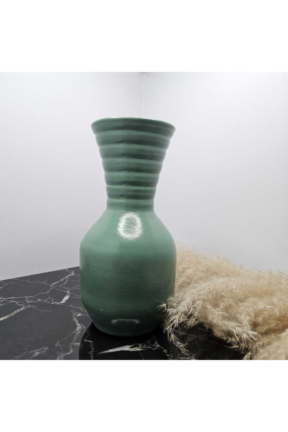 Minimalist Ve Zarif Modern Mint Seramik Vazo 25cm