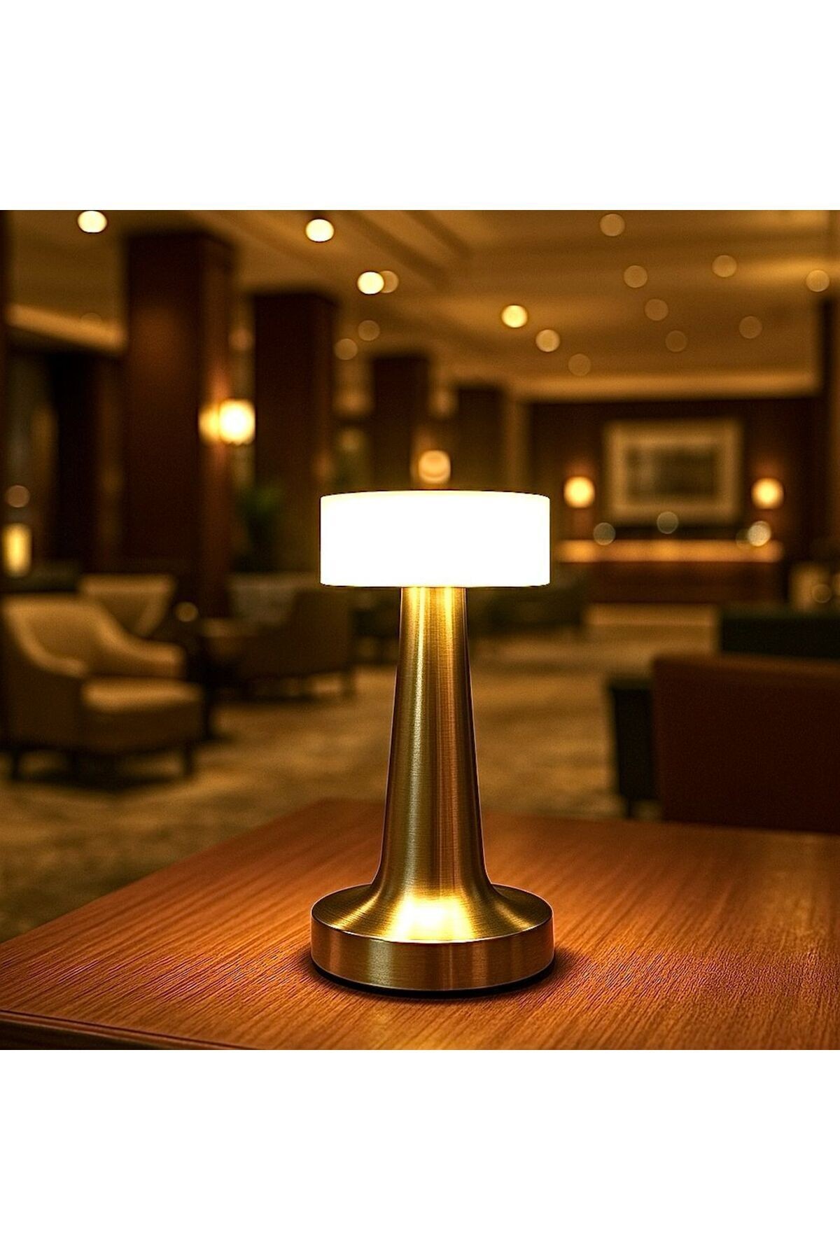 Dekoratif Şarjlı Dokunmatik Led Masa Lambası Usb Kablolu Abajur Ve Gece Lambası Gold Renk 8436