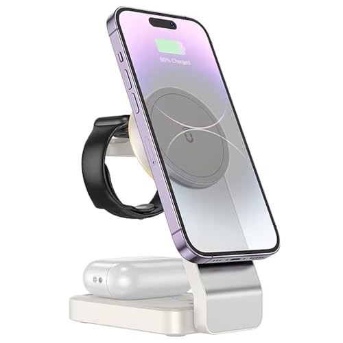 The Wlue 3'ü 1 Arada Kablosuz Şarj Standı, MagSafe Uyumlu,15W, iPhone, Android Telefon ve Apple Watch Uyumlu