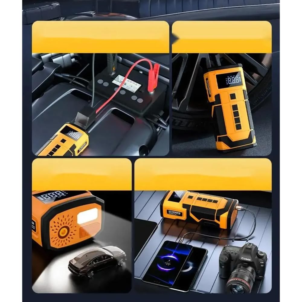 Kablosuz Şarjlı Taşınabilir Araç Akü Start 8000 mAh 14.8V Powerbank Destekli Oto Hava Kompresörü