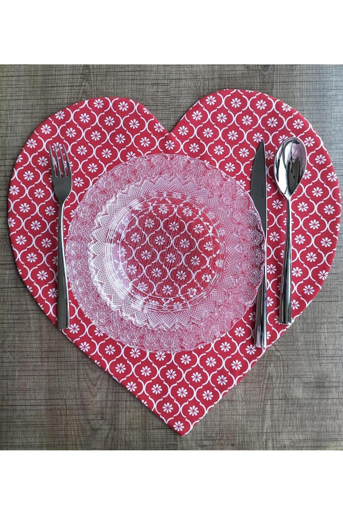 ÇİFT KATLI TABAK ALTI KALPLİ SUPLA RUNNER PENYE DUCK KUMAŞ LOVE SEVGİ KALP  40*40 ( 1 ADET )
