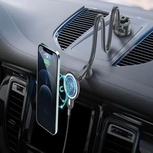 The Wlue 15W Manyetik Araç içi Telefon Tutucu, Kablosuz Şarj, MagSafe Uyumlu, Vantuzlu