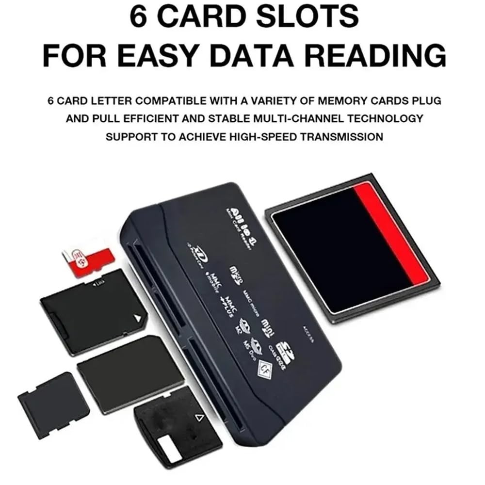 The Wlue Çok Fonksiyonlu USB 3.2 Gen1 Kart Okuyucu, SD/Micro SD/TF/CF/XD/MS PRO/MX, 1TB Destekli