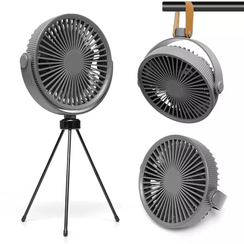 The Wlue Şarjlı Vantilatör/LED Işıklı / 3 Kademeli Hız Ayarı/Tripod ve Askılı Kamp için Fan