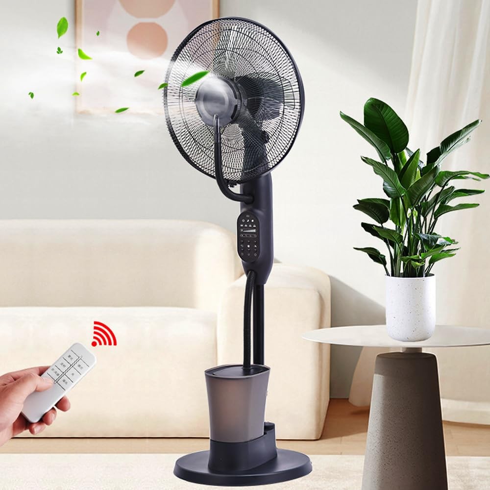 The Wlue Uzaktan Kumandalı Buharlı Vantilatör, 3 Hız Seçeneği, 3L Su Haznesi, 75W, 75° Salınım, Siyah