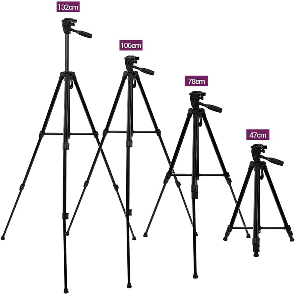 The Wlue Profesyonel Tripod, 130 cm, Telefon Tutucu, Fotoğraf Video ve TikTok Yayın Çekimi için