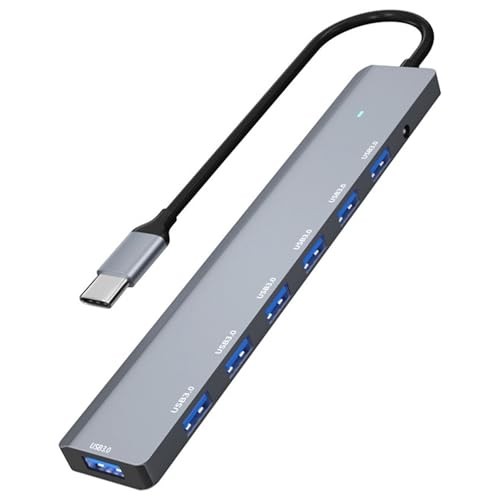 The Wlue 7in1 Type-C to USB Çoklayıcı 7 Port USB3.0 HUB Power Güç Destekli 5Gbps High Speed