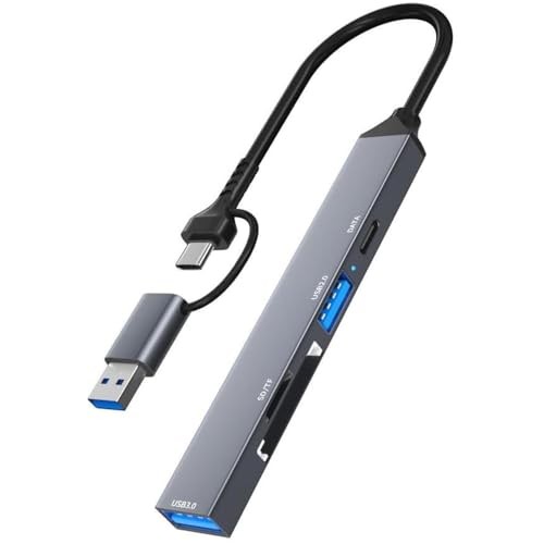 The Wlue USB 3.0 Çok Portlu Kart Okuyucu, Type-C ve USB Dönüştürücü, SD/TF Kart Desteği, 5Gbps Veri Aktarımı,