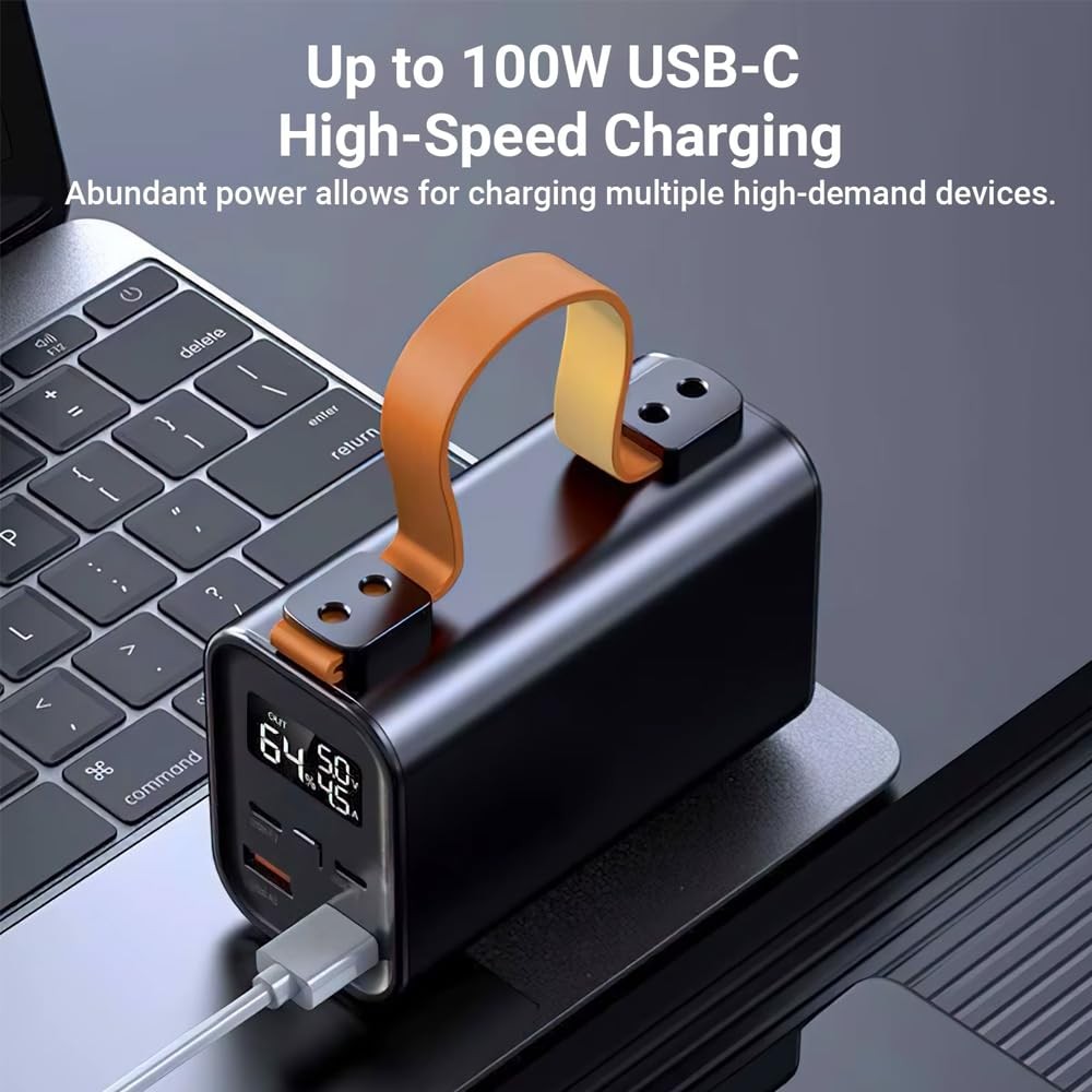 The Wlue 30000 mAh 100W PD Hızlı Şarj Powerbank, Fenerli, 2 Port USB A, 2 Port Type-C Çıkış