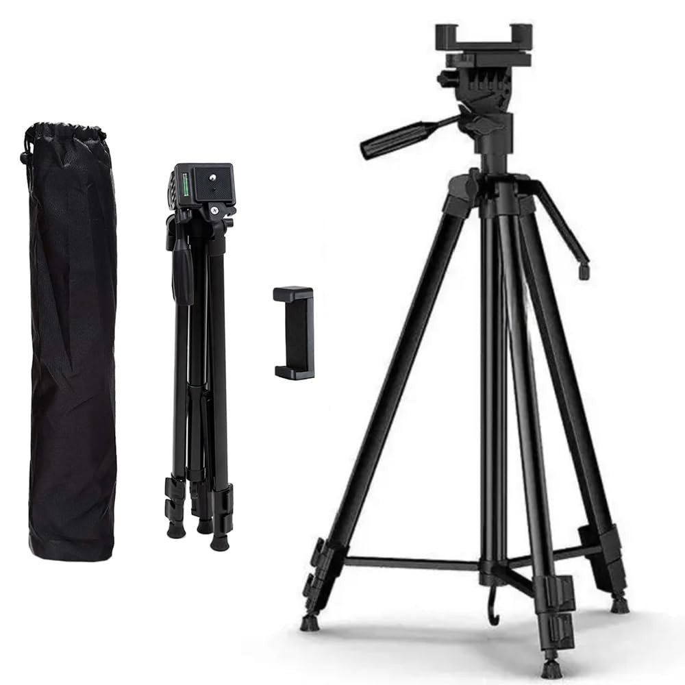 The Wlue Profesyonel Tripod, 130 cm, Telefon Tutucu, Fotoğraf Video ve TikTok Yayın Çekimi için