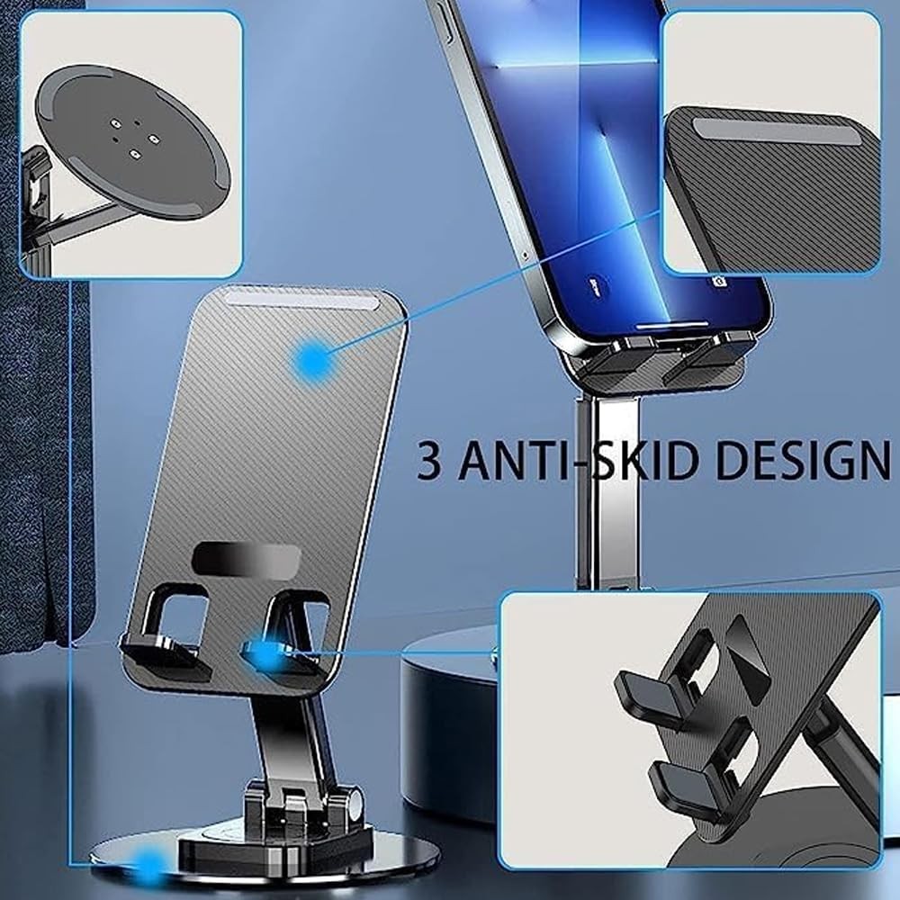The Wlue Telefon ve Tablet Standı, 360° Döndürülebilir, Katlanabilir, Ayarlanabilir Tutucu