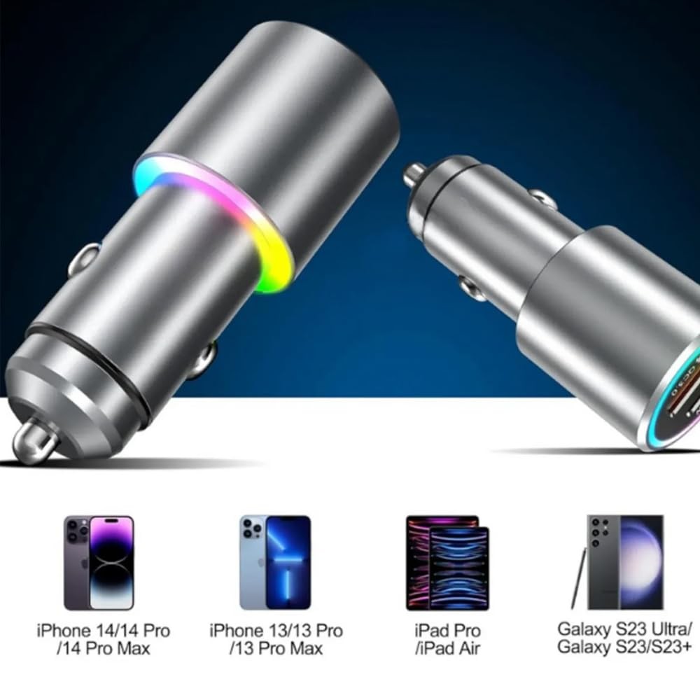 The wlue Rgb 53w Pd Hızlı Şarj Araç içi Çakmaklık Şarj Aleti 1x Type-c 35w Pd 1x Usb3.0 18w