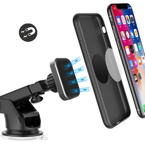 The Wlue Araç İçi Telefon Tutucu, Vantuzlu ve Mıknatıslı, 360° Dönebilen, Uzayabilen Tasarım