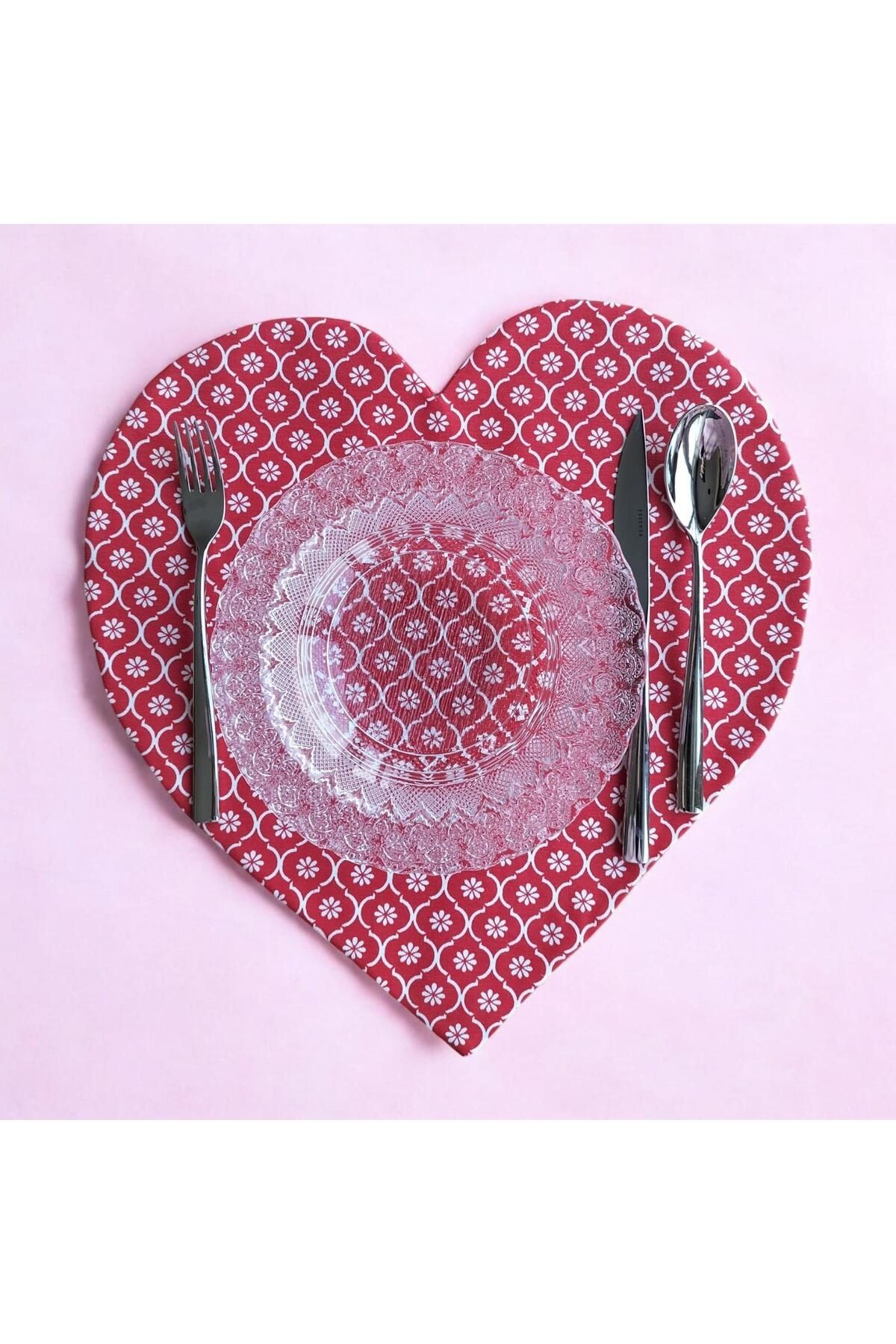 ÇİFT KATLI TABAK ALTI KALPLİ SUPLA RUNNER PENYE DUCK KUMAŞ LOVE SEVGİ KALP  40*40 ( 1 ADET )