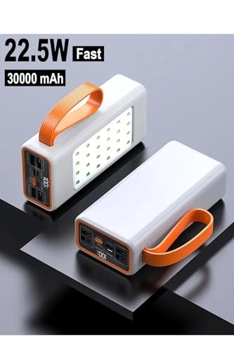 The Wlue 30000 Mah Hızlı Şarj Powerbank/PD 22.5W / Dijital Göstergeli/Fenerli/Kamp Powerbank