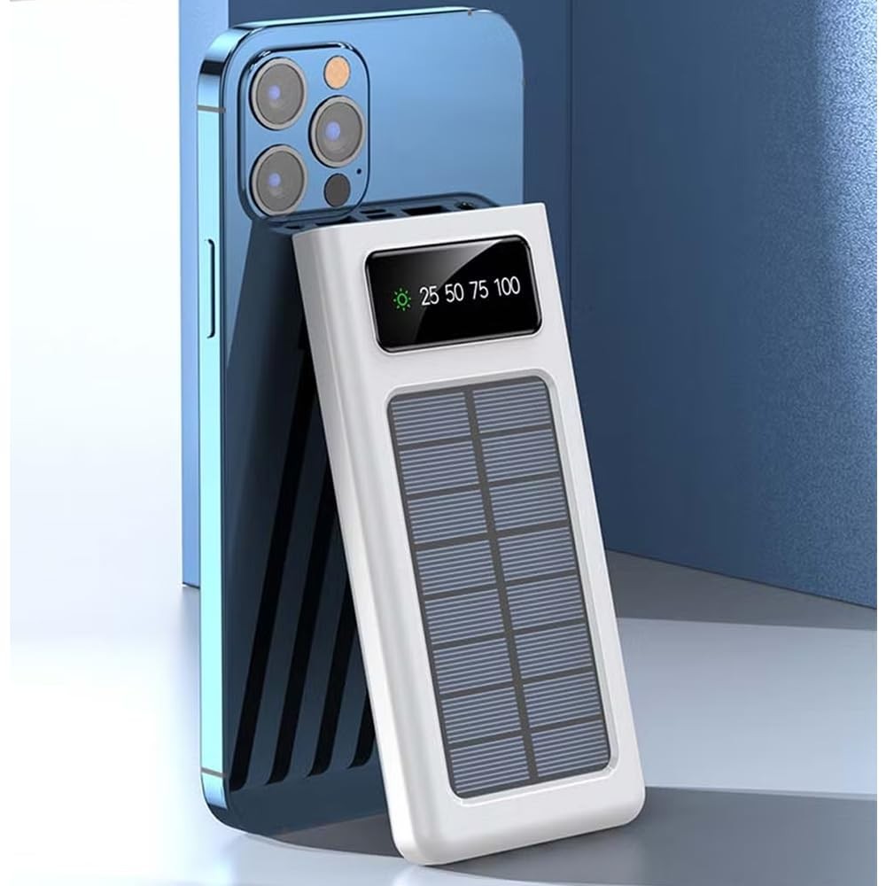 The Wlue 20.000 mAh Powerbank/Solar Güneş Enerjili/Işıklı/Dijital Göstergeli
