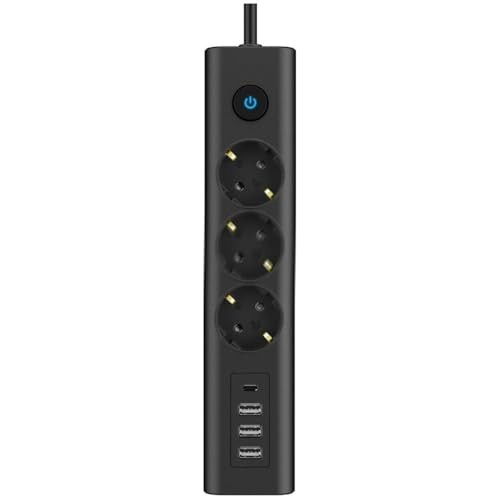 The Wlue 3'lü Akım Korumalı Priz Çoğaltıcı 1.5 Metre Uzatma Kablosu 3xUSB 3.4A 1xType-C