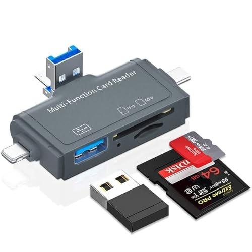 The Wlue 7'si 1 Arada OTG USB Çoklu Kart Okuyucu, iPhone iPad Lightning ve Type-C Uyumlu Adaptör