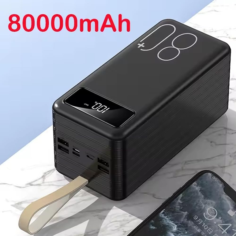 The Wlue Taşınabilir Powerbank, 80000 mAh Kapasite, 22.5W Hızlı Şarj, Dijital Göstergeli, Kamp Şarj Cihazı